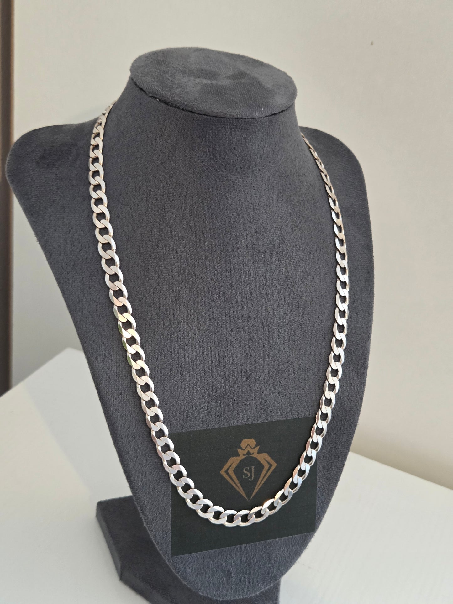 9kt White Gold Curb Chain