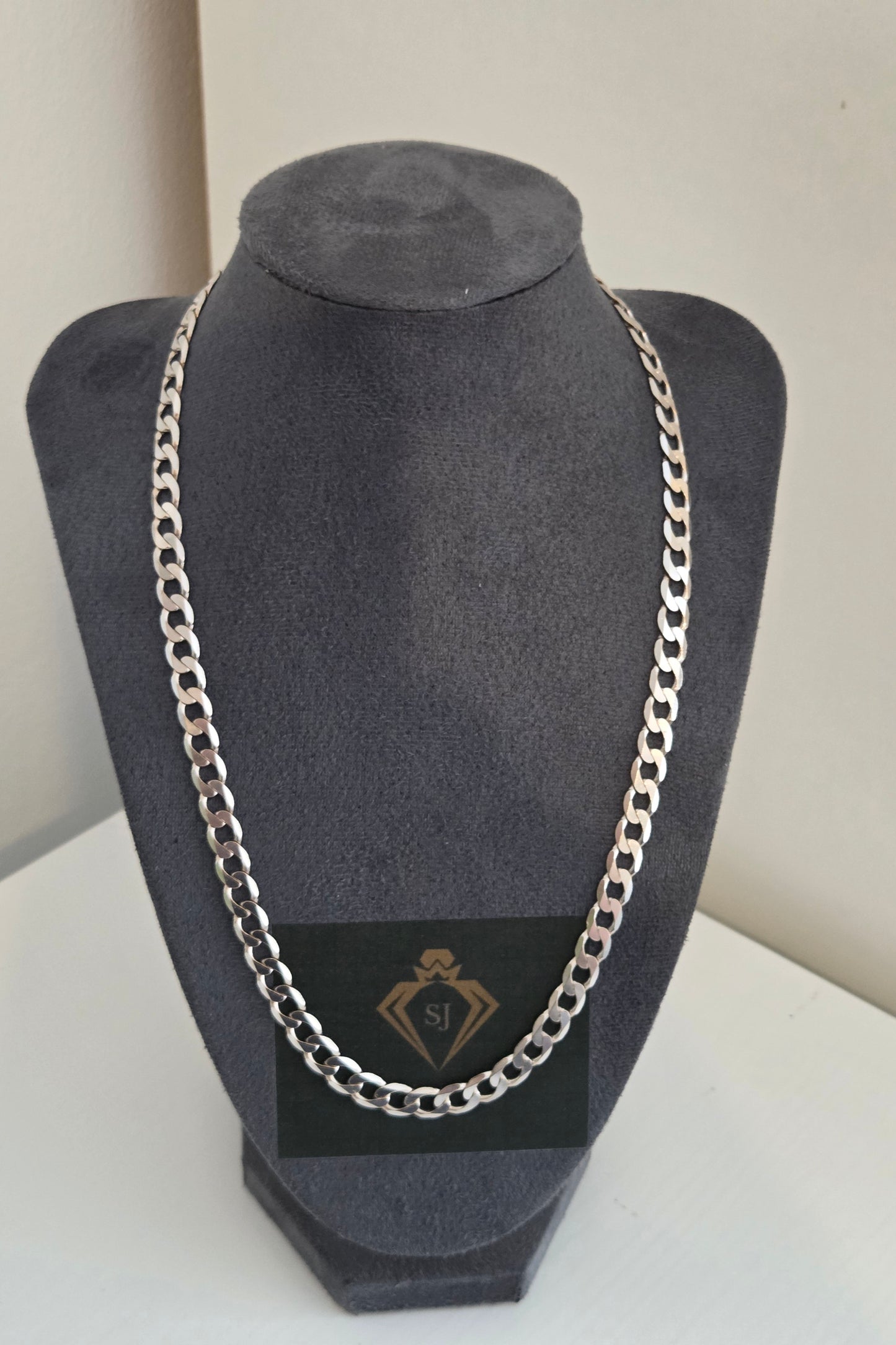 9kt White Gold Curb Chain