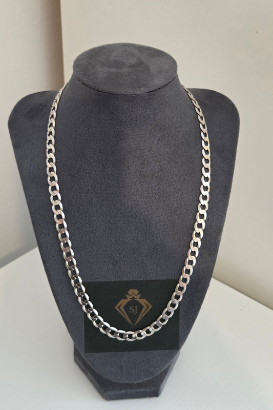 9kt White Gold Curb Chain